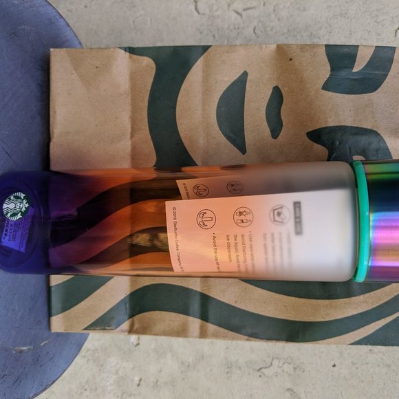 NWT Starbucks Frosted Purple Orange Glass Bottle - Picture 4 of 10